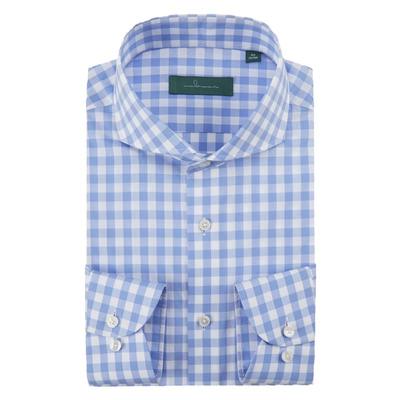 商务休闲格纹全棉温莎领长袖衬衫
