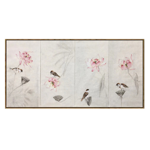 工笔画白描底稿牡丹白玉兰花瓶荷花鸟锦鲤金龙鱼虾螃蟹宣纸手绘稿