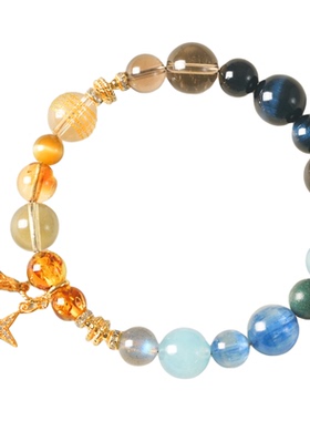 海蓝宝高级感黑曜石手链新