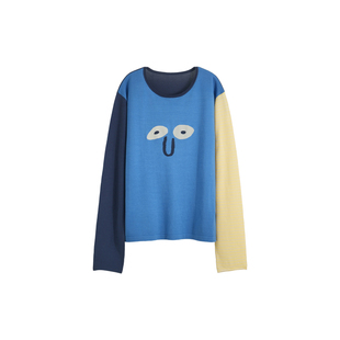 「博主同款」本依凡莱赛尔+桑蚕丝棉套头针织衫多色拼接毛衫0070