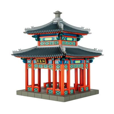 晚峰颐和园知春亭榫卯积木中国古建筑模型玩具益智拼搭儿童节礼物