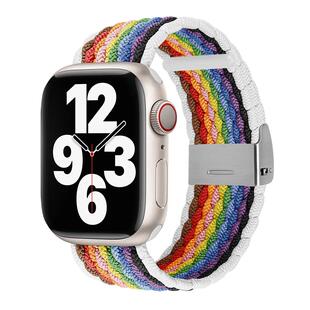 适用于apple watch11表带苹果S10手表编织iwatch8尼龙弹力表带ultra彩虹透气创意s9卡扣款42/46mm腕带男女潮
