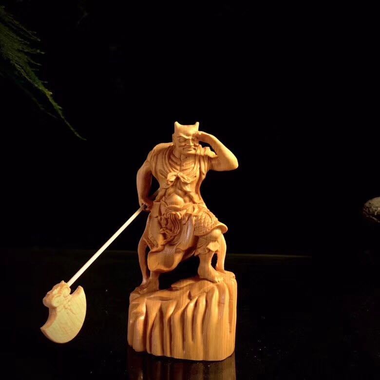 崖柏木雕千里眼顺风耳神像摆件一对哼哈二将左右护法家居工艺品