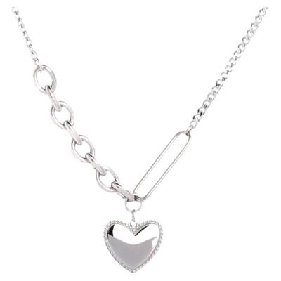 MAGICBOXACC甜酷风链条拼接不对称爱心吊坠不掉色毛衣链项链女