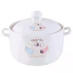 大号陶瓷碗双耳带盖保鲜碗汤锅微波炉加热汤碗饭碗中式装油罐包邮