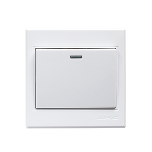 JUHAO钜豪开关插座锐系列白色一开单控86型二三插16A三孔插暗装