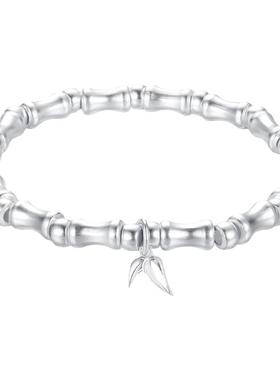 女9999足银简约时尚竹节纯银手链