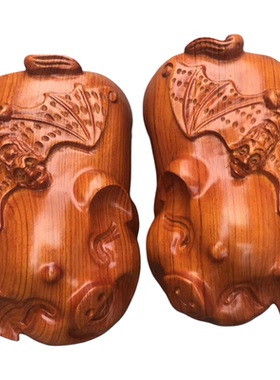 猪福猪生肖摆件和气生财实木雕刻