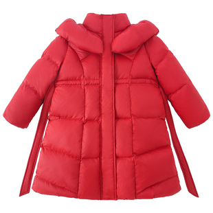 米米哈罗女童新国标90白鸭绒外套冬季2025新款杜邦三防长款羽绒服