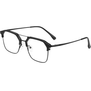 黑武士双梁飞行员近视眼镜框男款可配度数变色眼睛大脸防雾近视镜