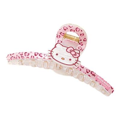 畹町粉色三丽欧凯蒂猫豹纹一字抓夹可爱卡通少女心发夹鲨鱼夹子