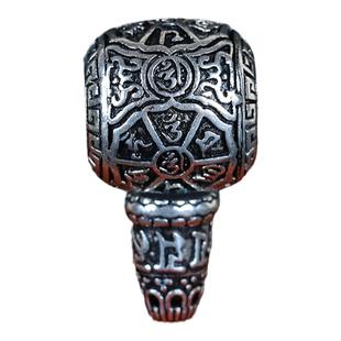 S925纯银六字真言佛头藏式复古佛珠文玩三通金刚星月菩提diy配饰