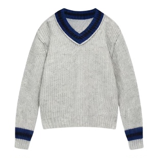 马海毛美式复古cleanfit毛衣男女同款vibe正肩内搭收腰针织衫上衣