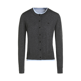 【博主同款】JESSIE25秋新款miu系假两件撞色针织衫女灰色上衣