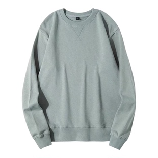 低饱和抹茶绿!340g重磅纯棉毛圈圆领套头卫衣长袖叠穿内搭男女春