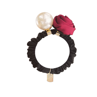 发圈女2024新款珍珠高弹力头花发饰小众玫瑰花加粗马尾小肠圈头绳