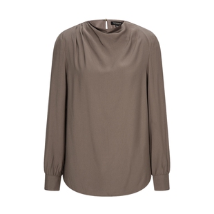 Scofield女装慵懒氛围感不对称荡领衬衫金属纽扣2025秋冬新品