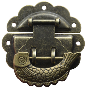 中式仿古铁锁扣老式箱子搭扣波浪形箱扣配复古抽屉锁横开挂锁小锁