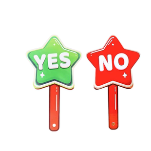 五角星赞成反对双面手举牌儿童英语课堂游戏互动教具评委打分道具