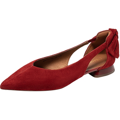 【郑希怡同款|静音系列】千百度半凉鞋女2026夏季中空羊皮低跟鞋