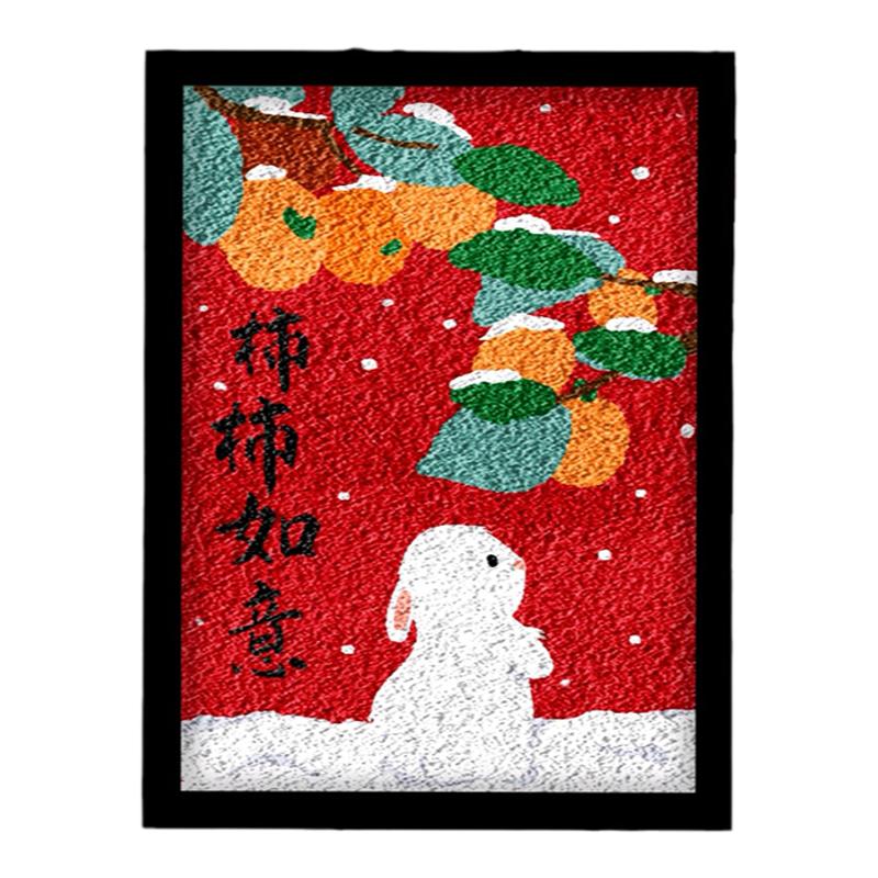 兔年新中式纸浆画手工礼物绘画画diy填色填充水粉画送礼装饰画