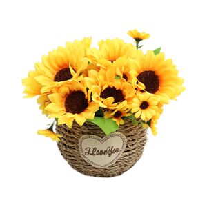 假花仿真花盆栽花艺室内客厅人造装饰花桌摆设干花雏菊向日葵花束