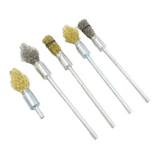 加长不锈钢笔刷钢丝磨头 6mm柄超长钢丝刷 锥形笔刷 宝塔形刷子