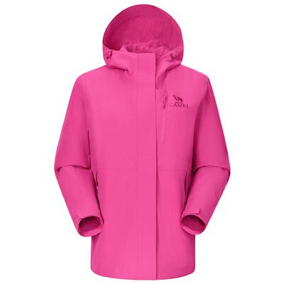 骆驼户外紫玫红色冲锋衣女款防风防水徒步旅行外套轻量单冲登山服