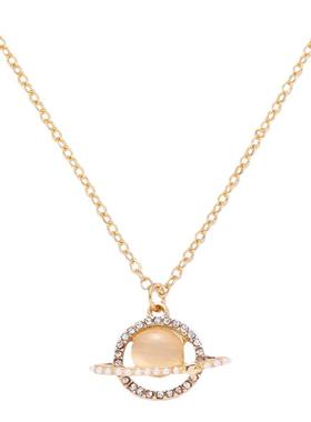 珍珠水钻星球项链锁骨链韩国时尚简约网红个性小众学生精致小饰品