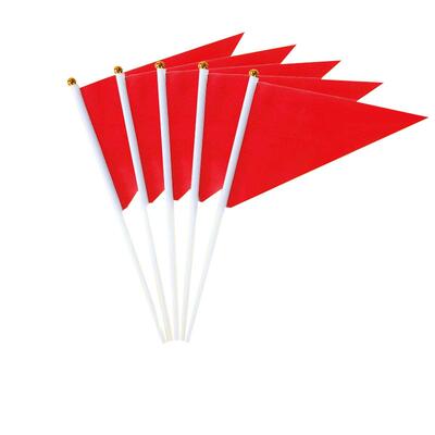 手摇三角纯色彩旗各色小彩旗7号8号幼儿园做操早操表演手挥旗红黄绿紫色欢迎旗可定制做图案文字颜色标记晴