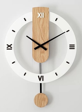 跨境简约创意轻奢挂钟网钟家用现代红艺术背景墙客厅时钟大气钟摆