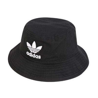 adidas三叶草男女情侣黑白渔夫帽