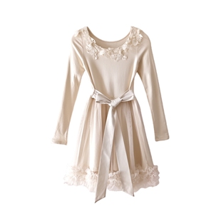 玉桂绒雪 法式蕾丝纯欲风仙女初恋短裙子显瘦秋冬连衣裙韩系穿搭