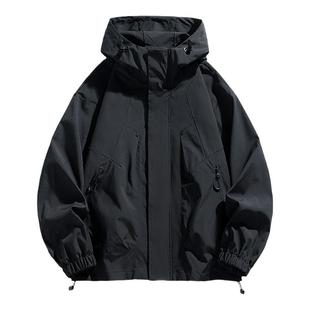 大码外套男款2025新款秋冬季加肥加大连帽夹克男胖子宽松棉服外套