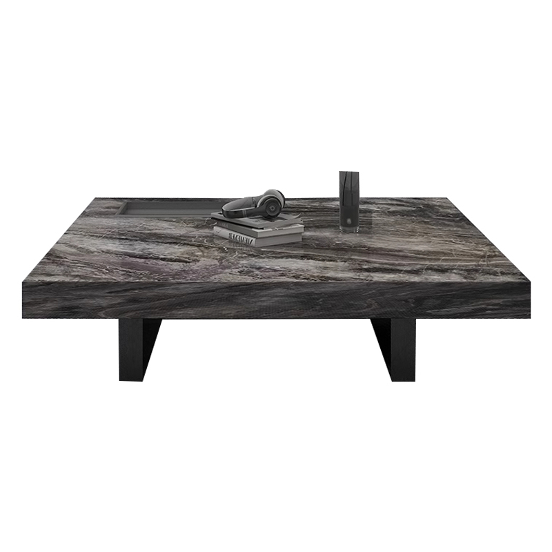 意式轻奢岩板茶几现代简约悬浮威尼斯棕客厅家用正方形茶几2025款
