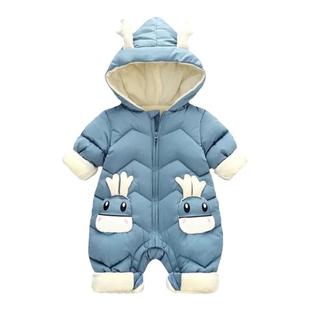 新生婴儿冬季外出抱衣冬天加厚衣服羽绒棉服小宝宝保暖连帽连体衣