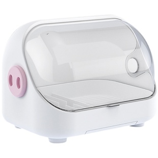 沥水碗柜家用碗碟置物架可爱小猪带盖小型餐具碗架厨房碗筷收纳盒