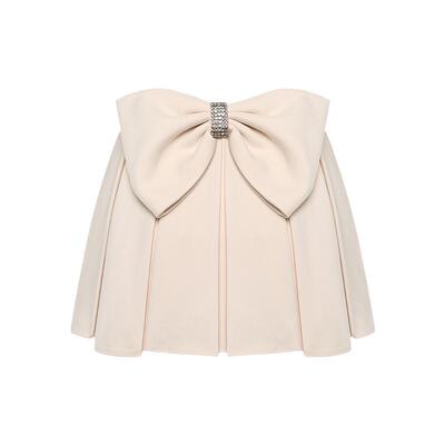 Maison Wester夏季时尚气质通勤学院风蝴蝶结百褶裙裤可露丽穿搭