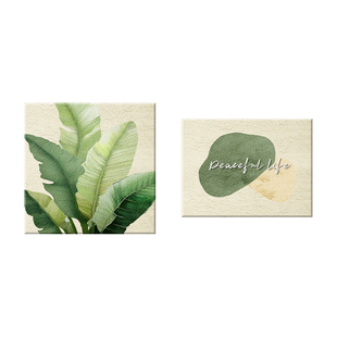 家大业大卧室装饰画清新绿植立体砂岩画寓意好主卧床头挂画组合画