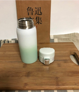 定制350ml渐变色不锈钢真空保温杯一键开启车载杯轻量型水杯学生