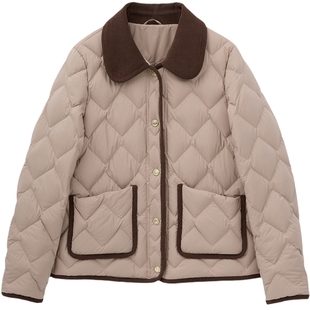 爱居兔复古时尚短款轻薄羽绒服2025年冬季新款女灯芯绒柔软冬外套