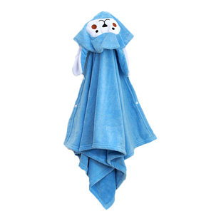 儿童宝宝浴巾新生婴儿可穿浴袍带帽斗篷吸水速干洗澡裹巾初生浴衣