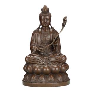 铜大势至菩萨摆件纯黄铜西方三圣家居佛堂供奉送长辈家居乔迁礼品