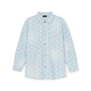 MLB官方男女情侣复古满印老花牛仔衬衫外套25春夏新款DRM10/DRM05