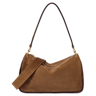 DISSONA迪桑娜真皮女包牛反绒吐司包 单肩腋下hobo包麂皮波士顿包