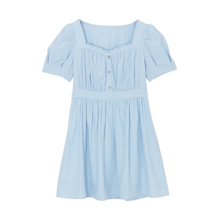 【方领口】MSLAN春夏气质浪漫短裙收腰连衣裙短袖茶歇裙MEBV4121