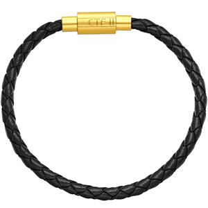 周大福珠宝首饰男款不锈钢扣皮绳手绳YB19-YB21
