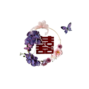 结婚房门装饰仿真角花婚房布置男女方卧室门仿真花环喜字挂饰套装