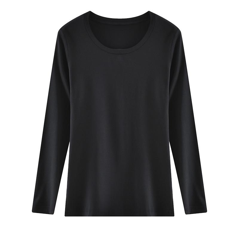 莫代尔打底衫长袖T恤女上衣薄款打底低领保暖内衣防寒秋衣内穿黑