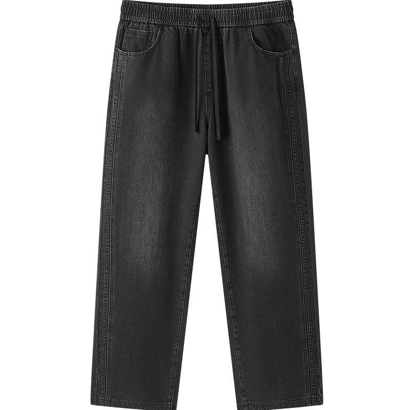 森柔牛仔商场同款森马牛仔裤男复古宽松直筒裤25秋季新款长裤抽绳